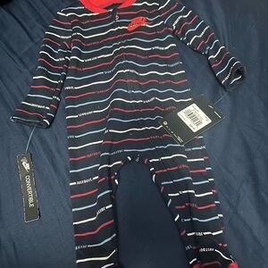 Nike Kids Striped One Piece - Navy and Red